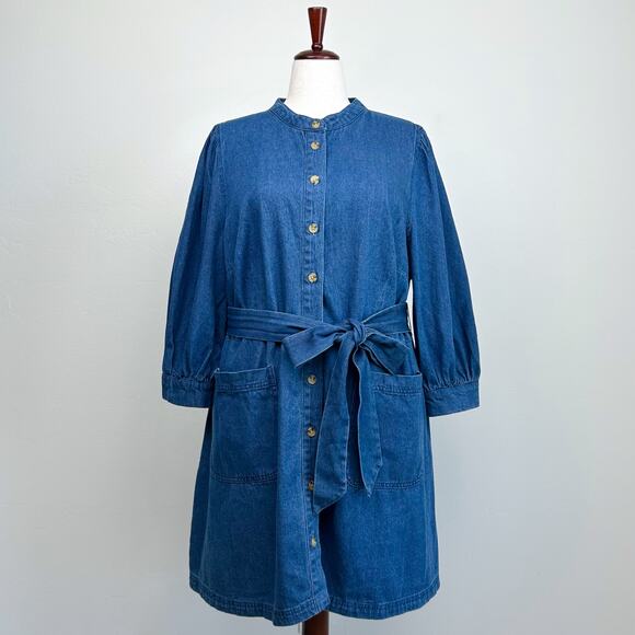 Who What Wear Belted Denim 2X Button-Up Shirtdress NWT - Picture 1 of 8